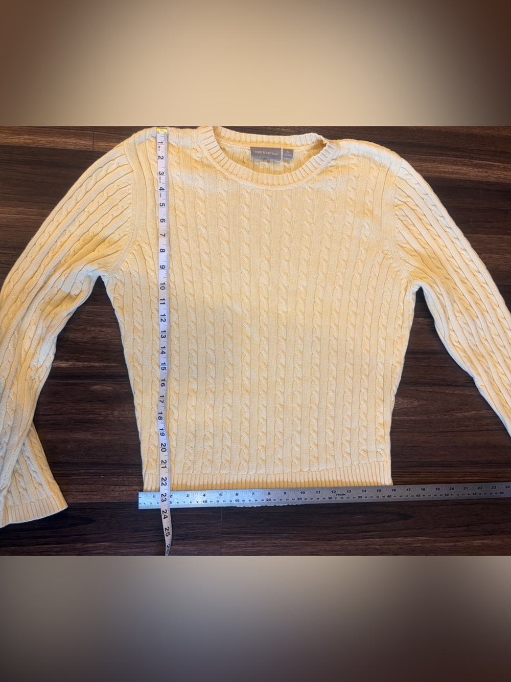 Butter Yellow Cable-Knit Crewneck Sweater - Picture 8 of 14